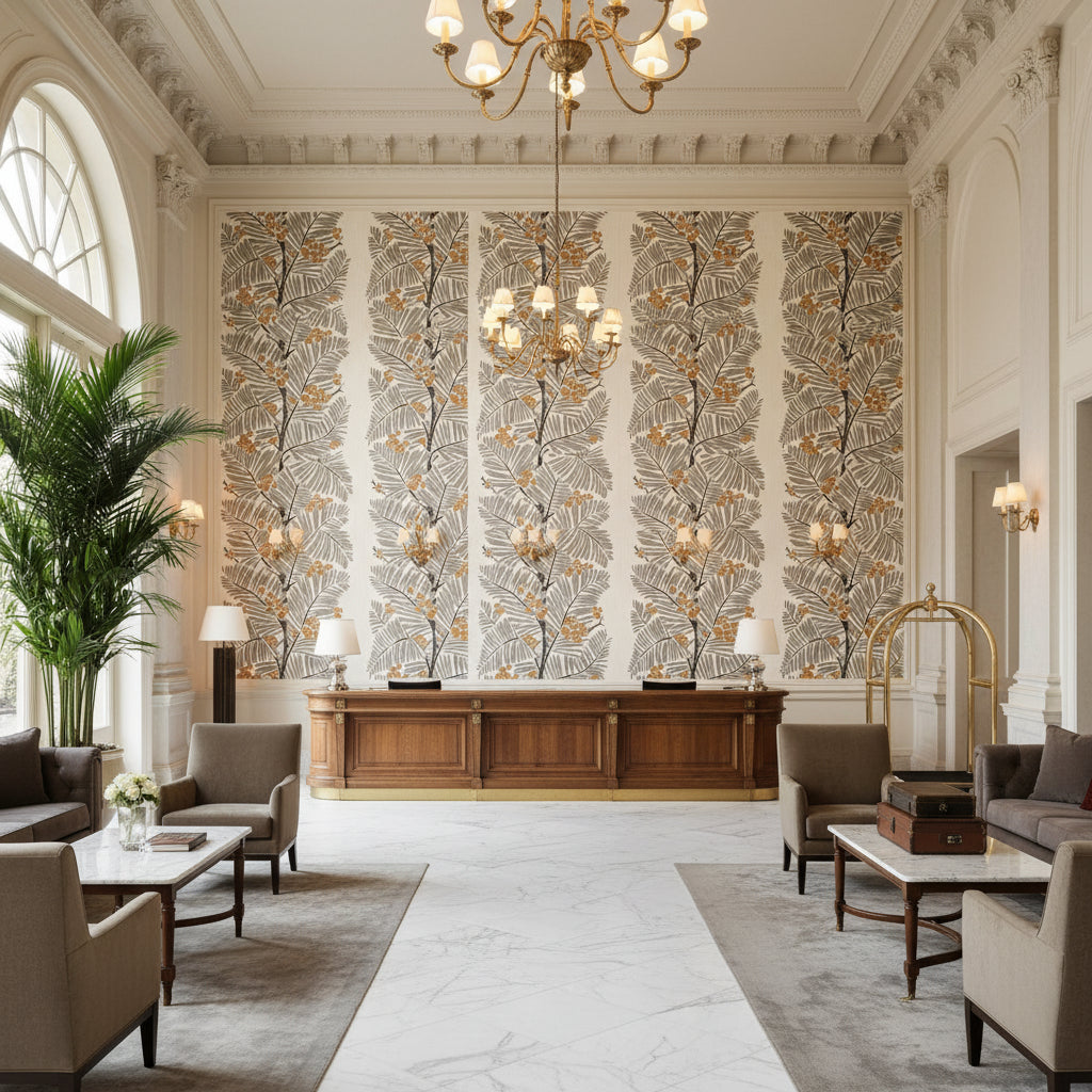 8022138.421.0 | Kravet - Hotel Lobby Visualization (AI-generated, may not be to scale. Verify pattern scale with product specifications.)