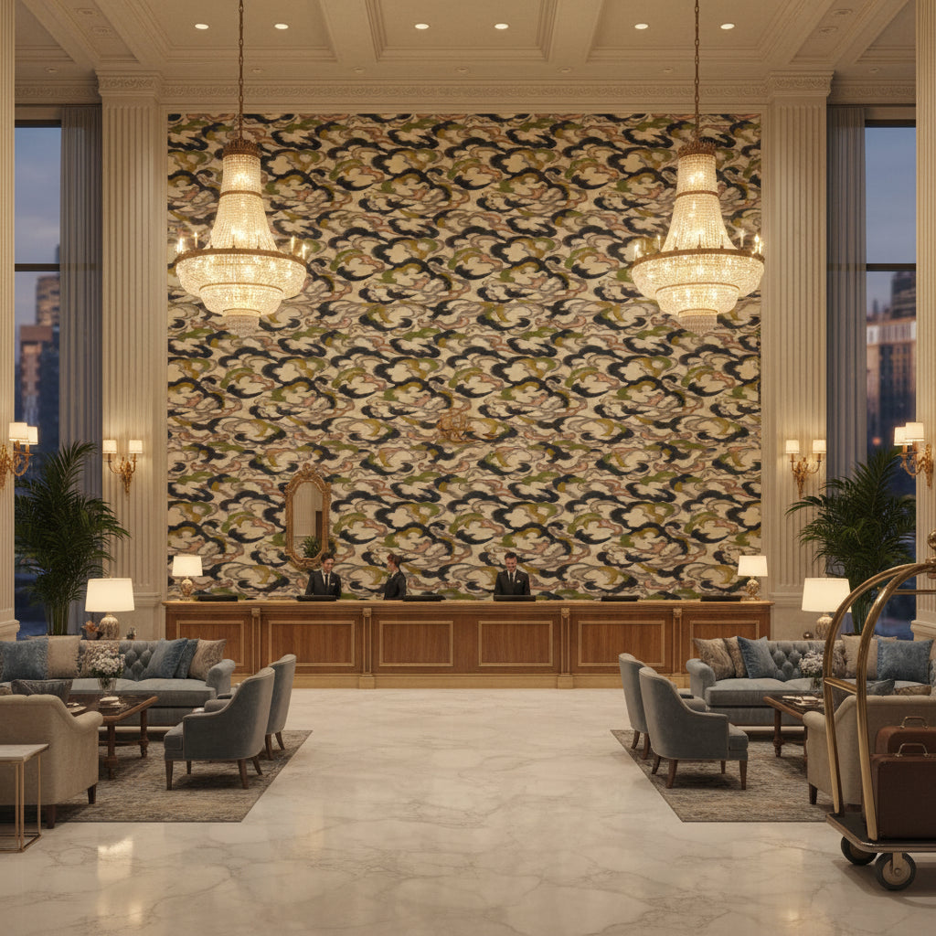 8023138.34.0 | Kravet - Hotel Lobby Visualization (AI-generated, may not be to scale. Verify pattern scale with product specifications.)