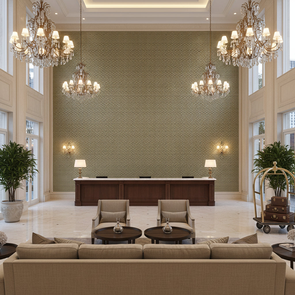 8023154.316.0 | Kravet - Hotel Lobby Visualization (AI-generated, may not be to scale. Verify pattern scale with product specifications.)