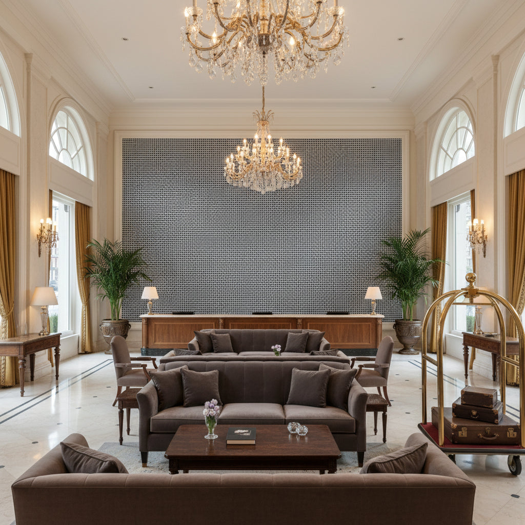 8023154.50.0 | Kravet - Hotel Lobby Visualization (AI-generated, may not be to scale. Verify pattern scale with product specifications.)