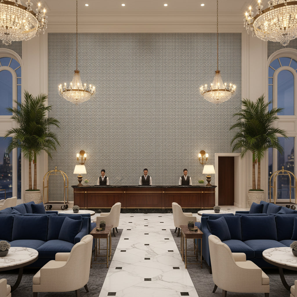8023154.516.0 | Kravet - Hotel Lobby Visualization (AI-generated, may not be to scale. Verify pattern scale with product specifications.)