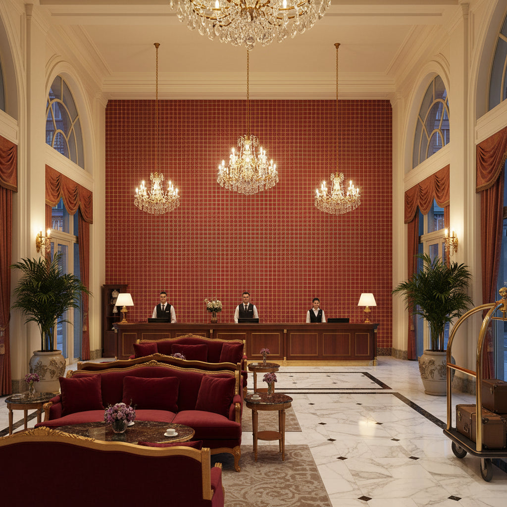 8023155.916.0 | Kravet - Hotel Lobby Visualization (AI-generated, may not be to scale. Verify pattern scale with product specifications.)