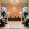 8024101.1216.0 | Kravet - Hotel Lobby Visualization (AI-generated, may not be to scale. Verify pattern scale with product specifications.)