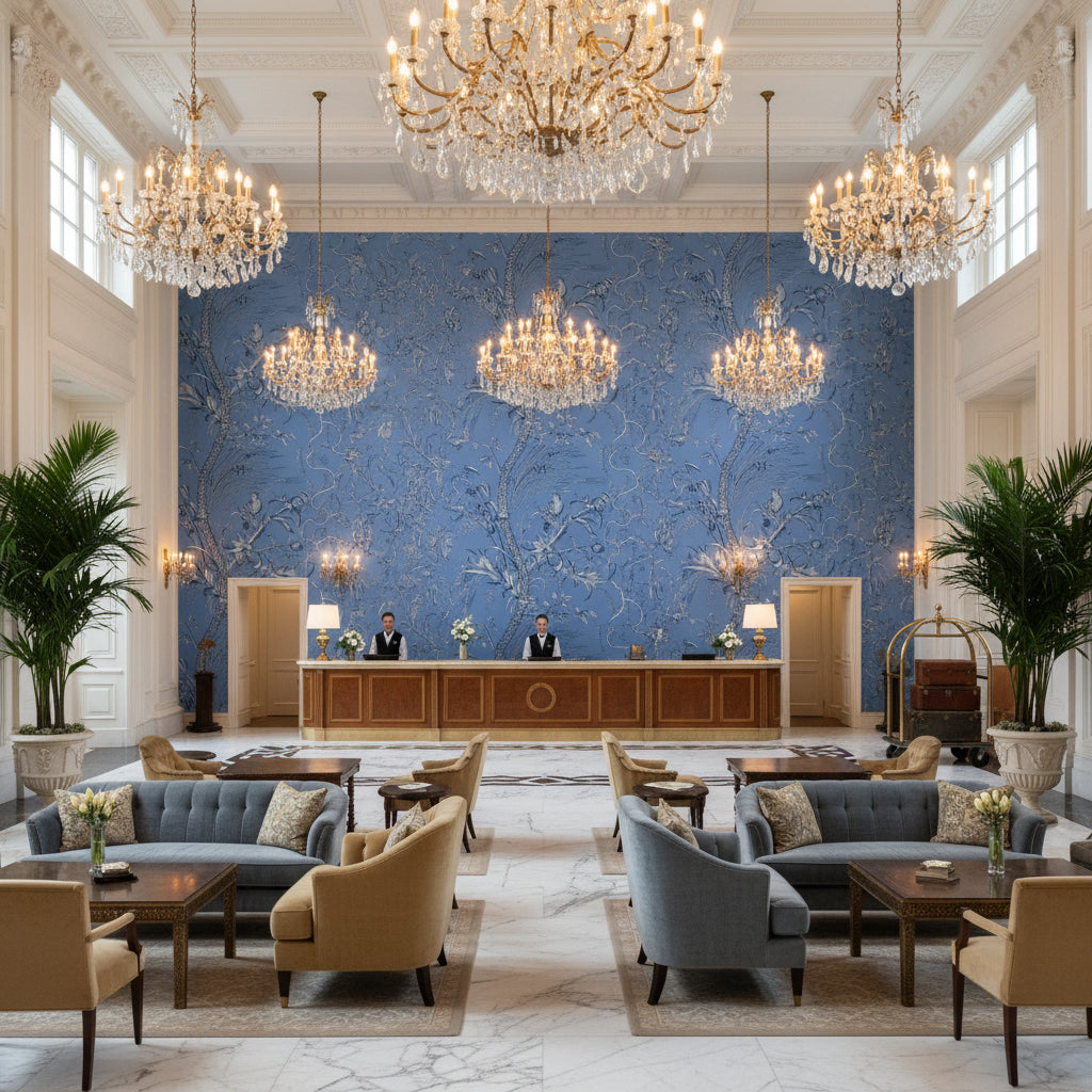8024101.55.0 | Kravet - Hotel Lobby Visualization (AI-generated, may not be to scale. Verify pattern scale with product specifications.)