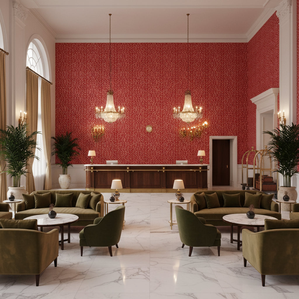 8024103.19.0 | Kravet - Hotel Lobby Visualization (AI-generated, may not be to scale. Verify pattern scale with product specifications.)