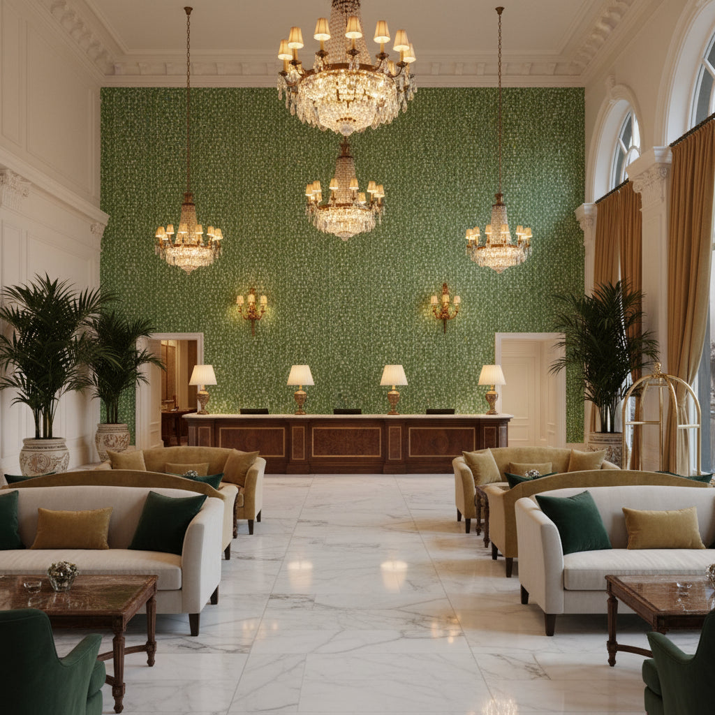 8024103.3.0 | Kravet - Hotel Lobby Visualization (AI-generated, may not be to scale. Verify pattern scale with product specifications.)