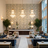 Botanique Spring | Kravet - Hotel Lobby Visualization (AI-generated, may not be to scale. Verify pattern scale with product specifications.)