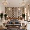 Folklore Leaf | Kravet - Hotel Lobby Visualization (AI-generated, may not be to scale. Verify pattern scale with product specifications.)