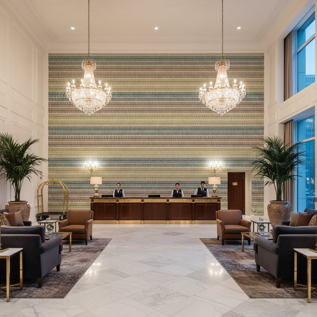 8024117.535.0 | Kravet - Hotel Lobby Visualization (AI-generated, may not be to scale. Verify pattern scale with product specifications.)