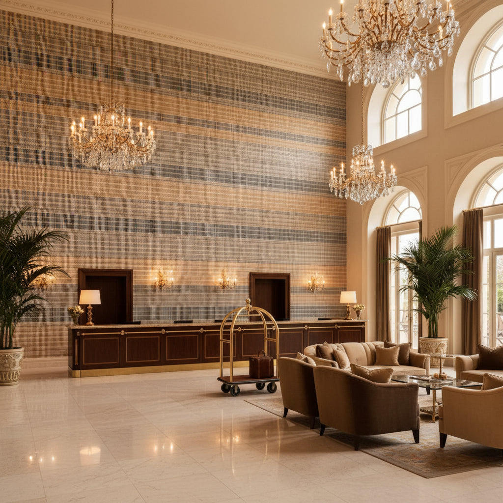 8024117.84.0 | Kravet - Hotel Lobby Visualization (AI-generated, may not be to scale. Verify pattern scale with product specifications.)