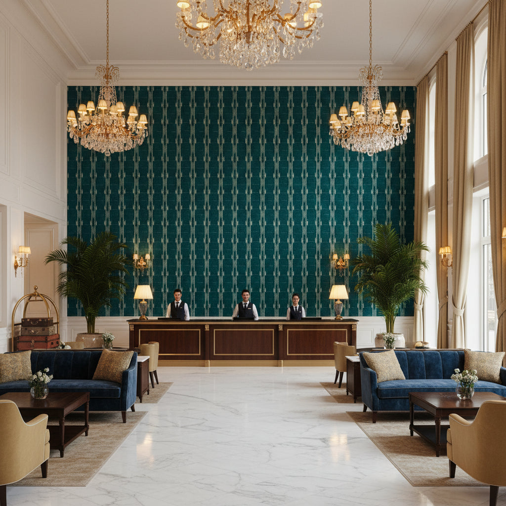8024119.313.0 | Kravet - Hotel Lobby Visualization (AI-generated, may not be to scale. Verify pattern scale with product specifications.)