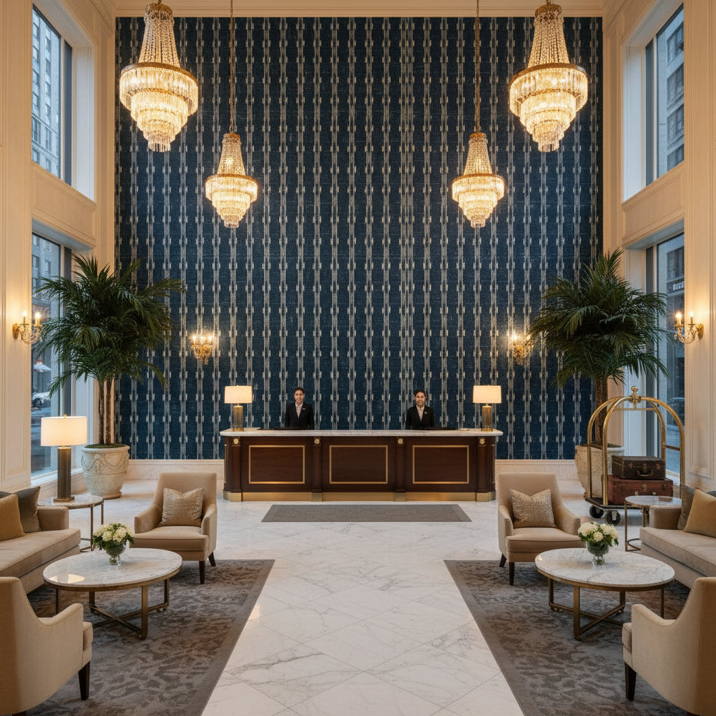 8024119.50.0 | Kravet - Hotel Lobby Visualization (AI-generated, may not be to scale. Verify pattern scale with product specifications.)