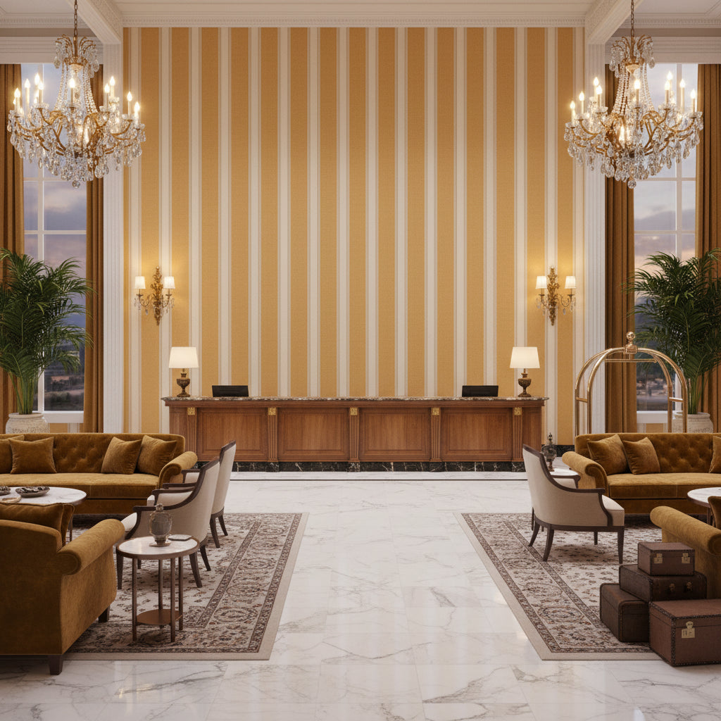 8024120.416.0 | Kravet - Hotel Lobby Visualization (AI-generated, may not be to scale. Verify pattern scale with product specifications.)