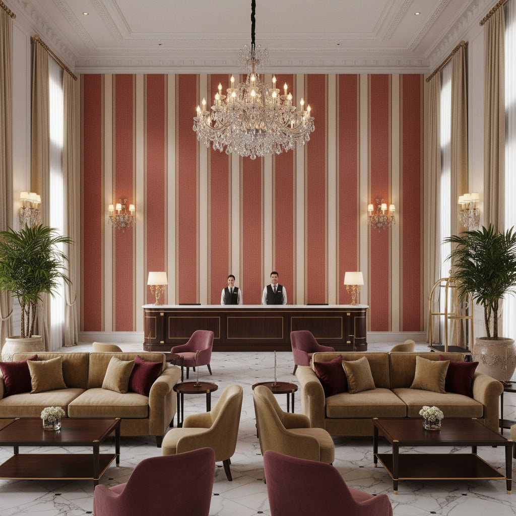8024120.924.0 | Kravet - Hotel Lobby Visualization (AI-generated, may not be to scale. Verify pattern scale with product specifications.)