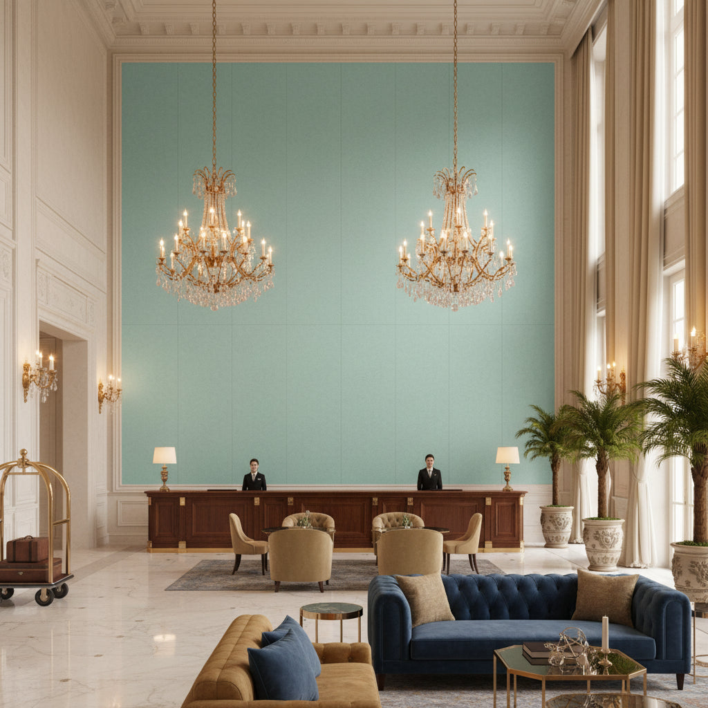 960122.113.0 | Kravet - Hotel Lobby Visualization (AI-generated, may not be to scale. Verify pattern scale with product specifications.)