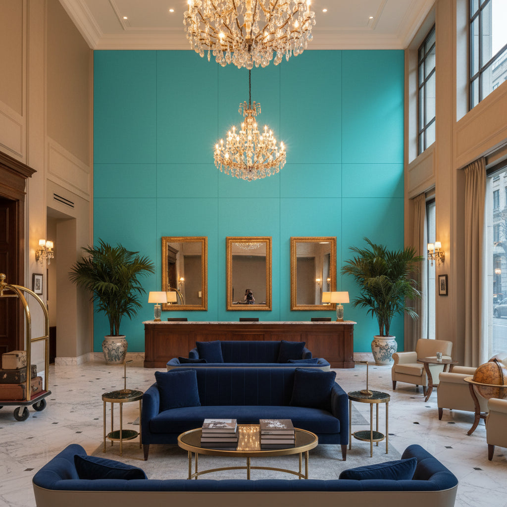 960122.13.0 | Kravet - Hotel Lobby Visualization (AI-generated, may not be to scale. Verify pattern scale with product specifications.)
