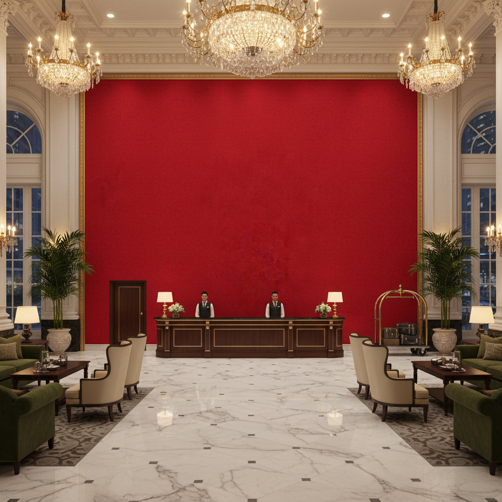 960122.2.0 | Kravet - Hotel Lobby Visualization (AI-generated, may not be to scale. Verify pattern scale with product specifications.)