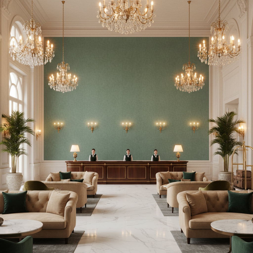 960122.323.0 | Kravet - Hotel Lobby Visualization (AI-generated, may not be to scale. Verify pattern scale with product specifications.)