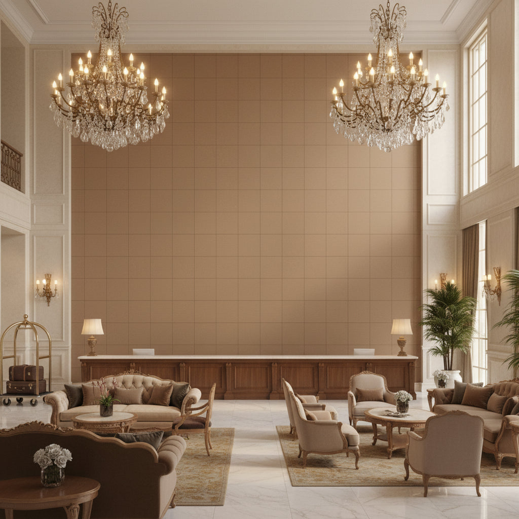 960122.6.0 | Kravet - Hotel Lobby Visualization (AI-generated, may not be to scale. Verify pattern scale with product specifications.)