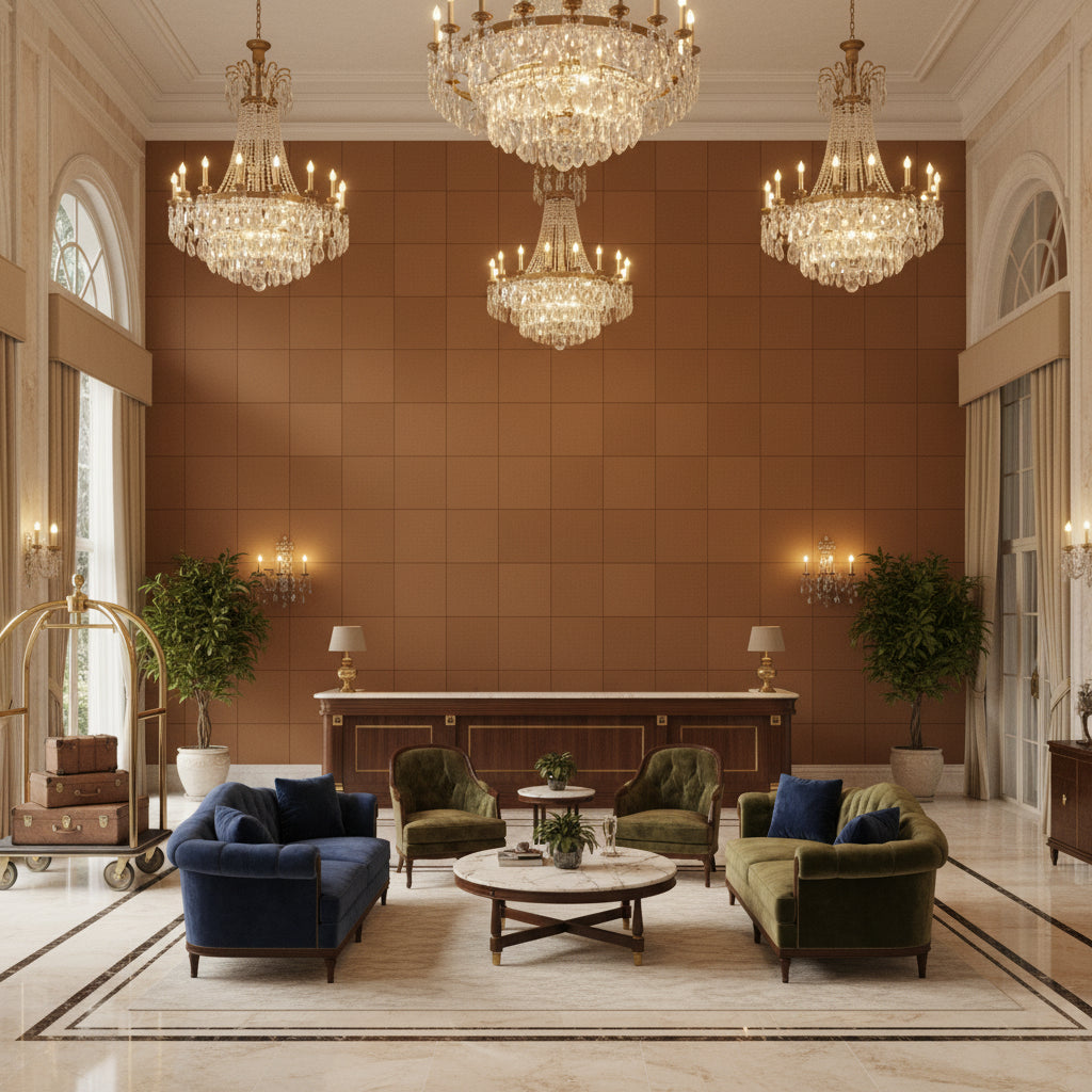 960122.61.0 | Kravet - Hotel Lobby Visualization (AI-generated, may not be to scale. Verify pattern scale with product specifications.)