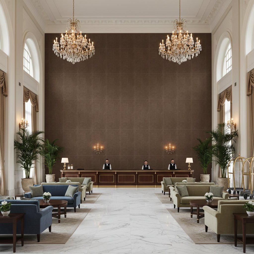 960122.661.0 | Kravet - Hotel Lobby Visualization (AI-generated, may not be to scale. Verify pattern scale with product specifications.)