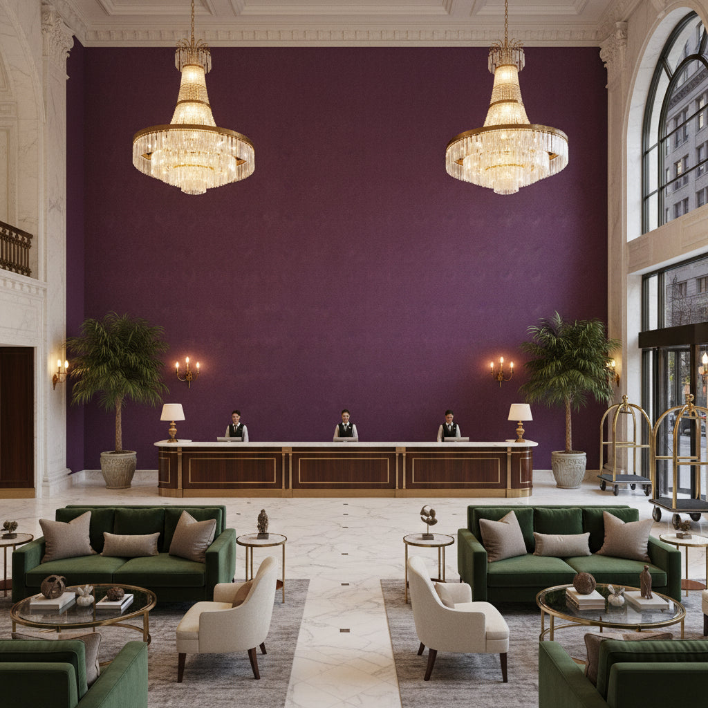 960122.820.0 | Kravet - Hotel Lobby Visualization (AI-generated, may not be to scale. Verify pattern scale with product specifications.)