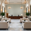 JUNE TAPE Tapes &amp; Trims (AE12302) – Willow | Thibaut - Hotel Lobby Visualization (AI-generated, may not be to scale. Verify pattern scale with product specifications.)