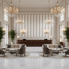 GABRIELLE TAPE Tapes &amp; Trims (AE12362) – Ebony and Stone | Thibaut - Hotel Lobby Visualization (AI-generated, may not be to scale. Verify pattern scale with product specifications.)