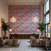 WESTMONT Fabrics (AF15109) – Red and Blue | Thibaut - Hotel Lobby Visualization (AI-generated, may not be to scale. Verify pattern scale with product specifications.)