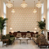 CORNWALL Fabrics (AF15119) – Blush | Thibaut - Hotel Lobby Visualization (AI-generated, may not be to scale. Verify pattern scale with product specifications.)