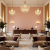 HOLLY TRELLIS Fabrics (AF16128) – Blush | Thibaut - Hotel Lobby Visualization (AI-generated, may not be to scale. Verify pattern scale with product specifications.)