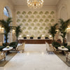 WILLOW TREE Fabrics (AF23106) – Beige | Thibaut - Hotel Lobby Visualization (AI-generated, may not be to scale. Verify pattern scale with product specifications.)