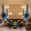 WILLOW TREE Fabrics (AF23107) – Lavender | Thibaut - Hotel Lobby Visualization (AI-generated, may not be to scale. Verify pattern scale with product specifications.)