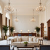 WYNFORD Fabrics (AF23146) – Navy on White | Thibaut - Hotel Lobby Visualization (AI-generated, may not be to scale. Verify pattern scale with product specifications.)