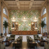 DAHLIA Fabrics (AF24536) – Neutral on Robin's Egg Neutral on Robin's Egg | Thibaut - Hotel Lobby Visualization (AI-generated, may not be to scale. Verify pattern scale with product specifications.)