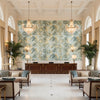 CAMELLIA GARDEN Fabrics (AF24552) – Soft Gold | Thibaut - Hotel Lobby Visualization (AI-generated, may not be to scale. Verify pattern scale with product specifications.)