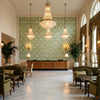 PONTORMA Fabrics (AF24557) – Kelly | Thibaut - Hotel Lobby Visualization (AI-generated, may not be to scale. Verify pattern scale with product specifications.)