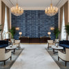 TANSMAN Fabrics (AF78732) – Navy | Thibaut - Hotel Lobby Visualization (AI-generated, may not be to scale. Verify pattern scale with product specifications.)