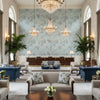 FAIRBANKS Fabrics (AF9642) – Spa Blue | Thibaut - Hotel Lobby Visualization (AI-generated, may not be to scale. Verify pattern scale with product specifications.)