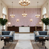 AKIO Fabrics (AF9815) – Eggplant | Thibaut - Hotel Lobby Visualization (AI-generated, may not be to scale. Verify pattern scale with product specifications.)