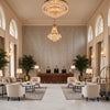 AKIO Fabrics (AF9818) – Black | Thibaut - Hotel Lobby Visualization (AI-generated, may not be to scale. Verify pattern scale with product specifications.)