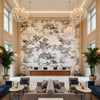KYOTO Fabrics (AF9829) – Black | Thibaut - Hotel Lobby Visualization (AI-generated, may not be to scale. Verify pattern scale with product specifications.)