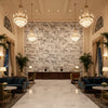 SHADOWS Fabrics (AF9835) – Black | Thibaut - Hotel Lobby Visualization (AI-generated, may not be to scale. Verify pattern scale with product specifications.)