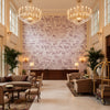 SHADOWS Fabrics (AF9836) – Eggplant | Thibaut - Hotel Lobby Visualization (AI-generated, may not be to scale. Verify pattern scale with product specifications.)