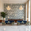 TREE HOUSE Fabrics (AF9864) – Grey | Thibaut - Hotel Lobby Visualization (AI-generated, may not be to scale. Verify pattern scale with product specifications.)