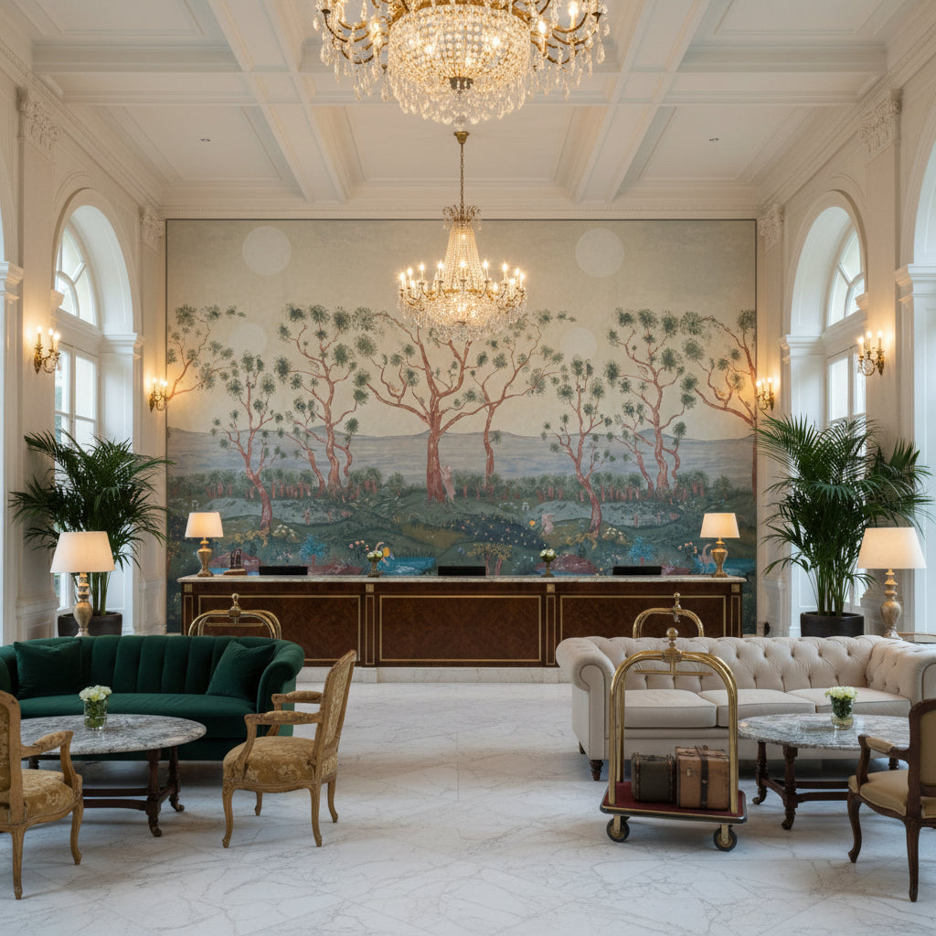 AMW10081.30.0 | Kravet - Hotel Lobby Visualization (AI-generated, may not be to scale. Verify pattern scale with product specifications.)