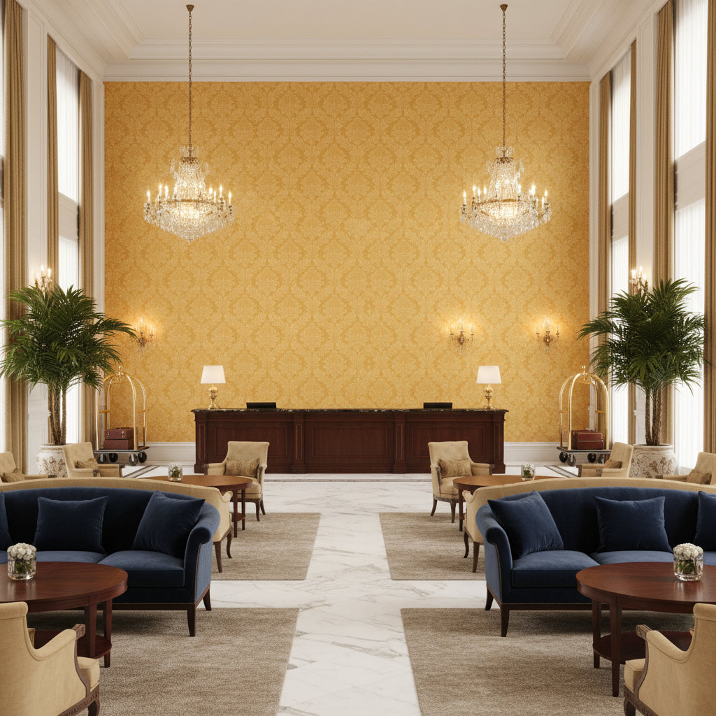BF10490.835.0 | Kravet - Hotel Lobby Visualization (AI-generated, may not be to scale. Verify pattern scale with product specifications.)