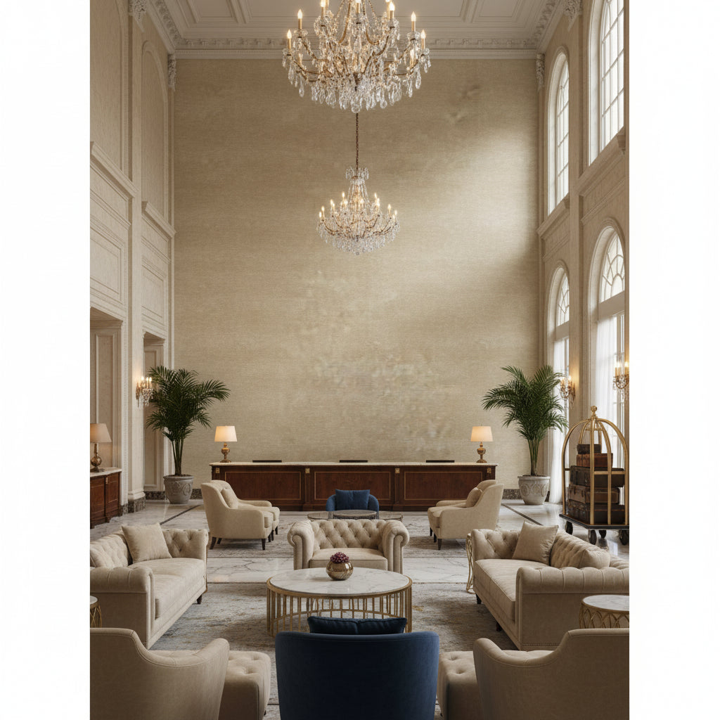 BF10658.106.0 | Kravet - Hotel Lobby Visualization (AI-generated, may not be to scale. Verify pattern scale with product specifications.)