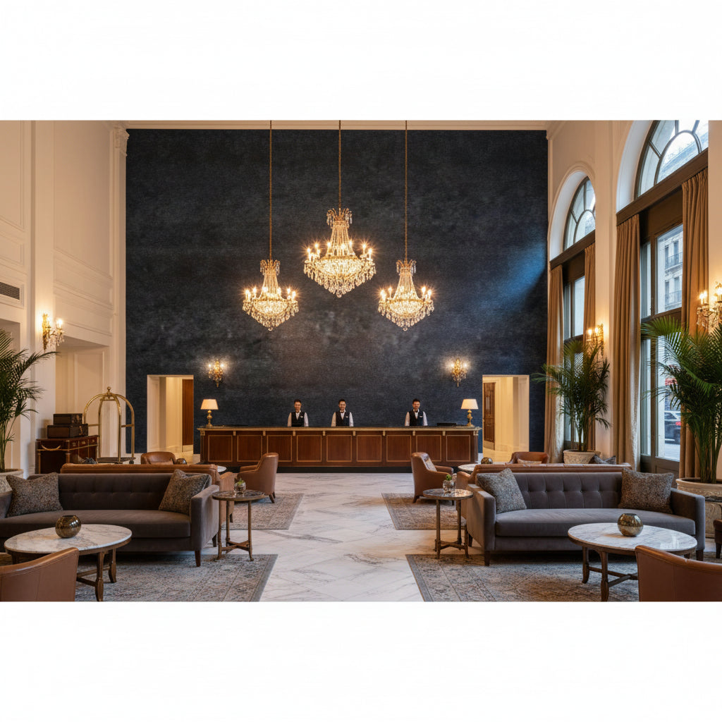 BF10658.648.0 | Kravet - Hotel Lobby Visualization (AI-generated, may not be to scale. Verify pattern scale with product specifications.)