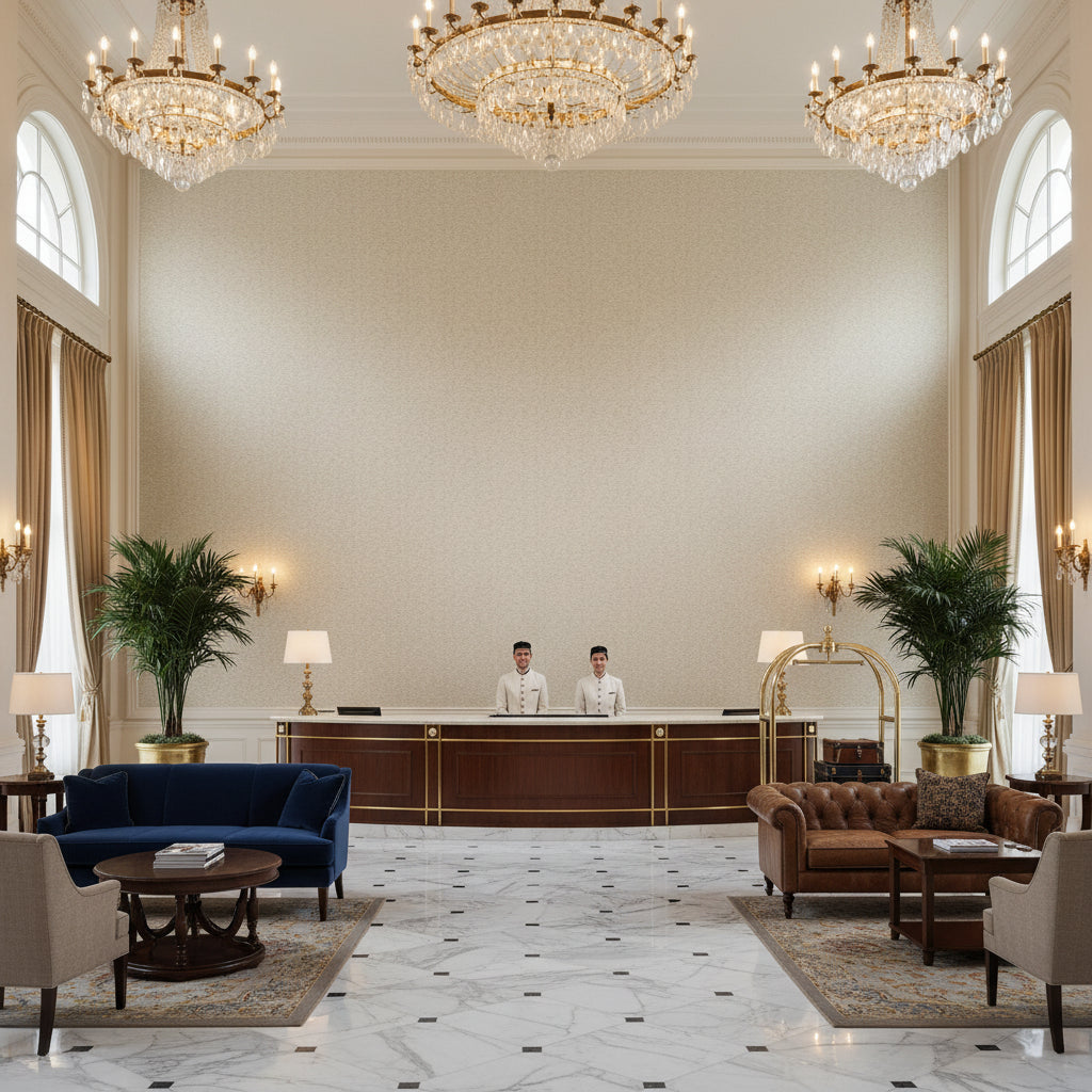 BF10678.106.0 | Kravet - Hotel Lobby Visualization (AI-generated, may not be to scale. Verify pattern scale with product specifications.)